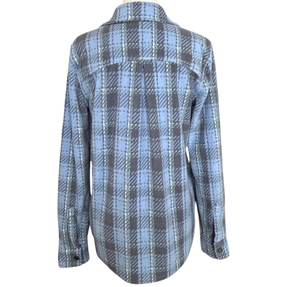O'Neill Zuma Plaid Superfleece Shacket with Snap Front Closure - S - Blue, Grey - Picture 6 of 14